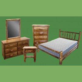 Log Furniture | Full Bedroom Set Log Bedroom Set in a Torched Finish