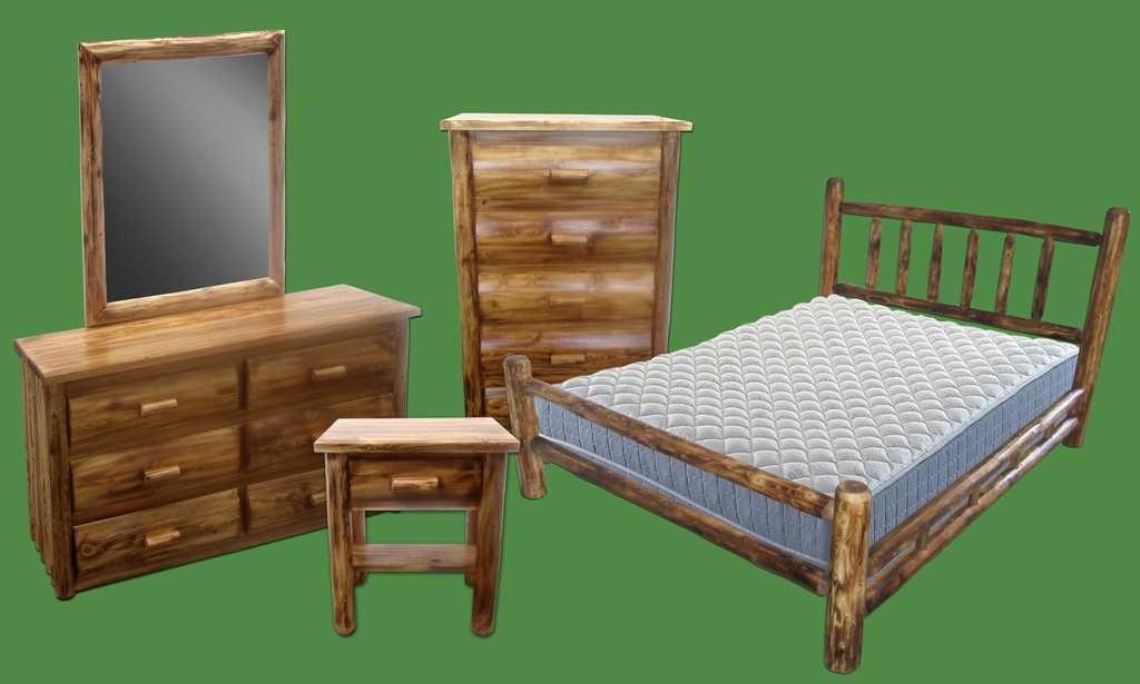 Log Furniture | Full Bedroom Set Log Bedroom Set in a Torched Finish