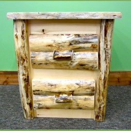 Rustic Pine Log Nightstand