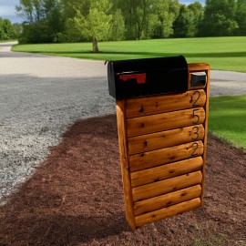 Teak Cedar Log Mailbox Stand
